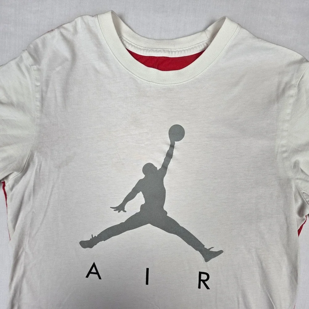 Jordan Jumpman Air Graphic T-Shirt Mens Medium White Red Jumpman Logo Cotton